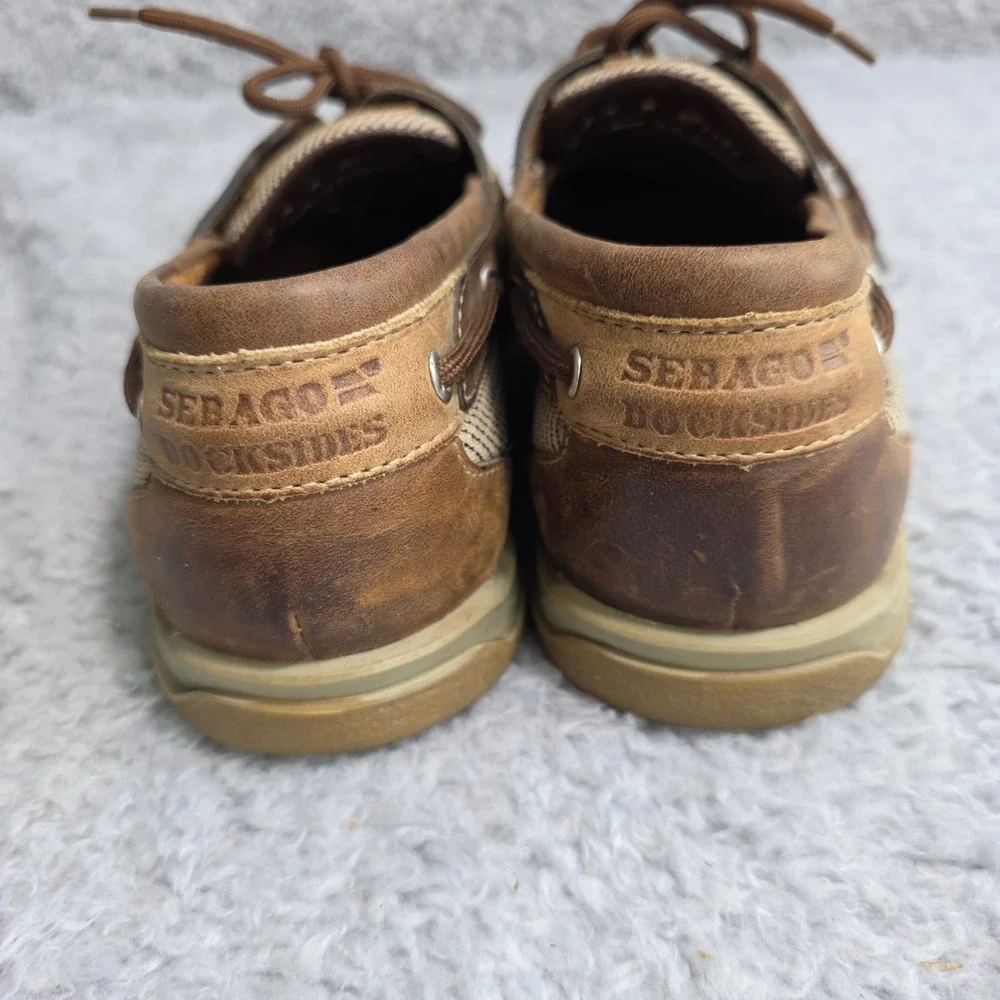 Sebago Docksides Boat Shoes Brown Leather Mesh Mens 8.5 M‎ B71141
